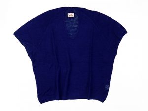 911101 2/15 LINEN V-NECK PO 74 Blue