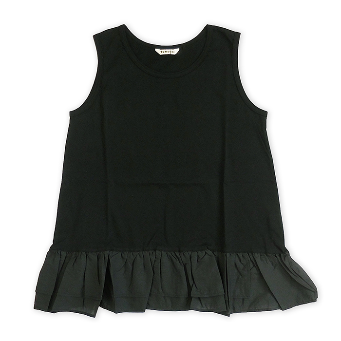 Tc212 ハイゲージ天竺 シアクロスワッシャー 裾フリルタンクトップ 99black D Arms Online Shop