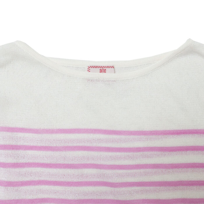 mao made マオメイド 611132 和紙のようなリネンのようなシアーポリエステルシリーズ パネルボーダー裾ドロストプルオーバー トップス シアー ボーダー