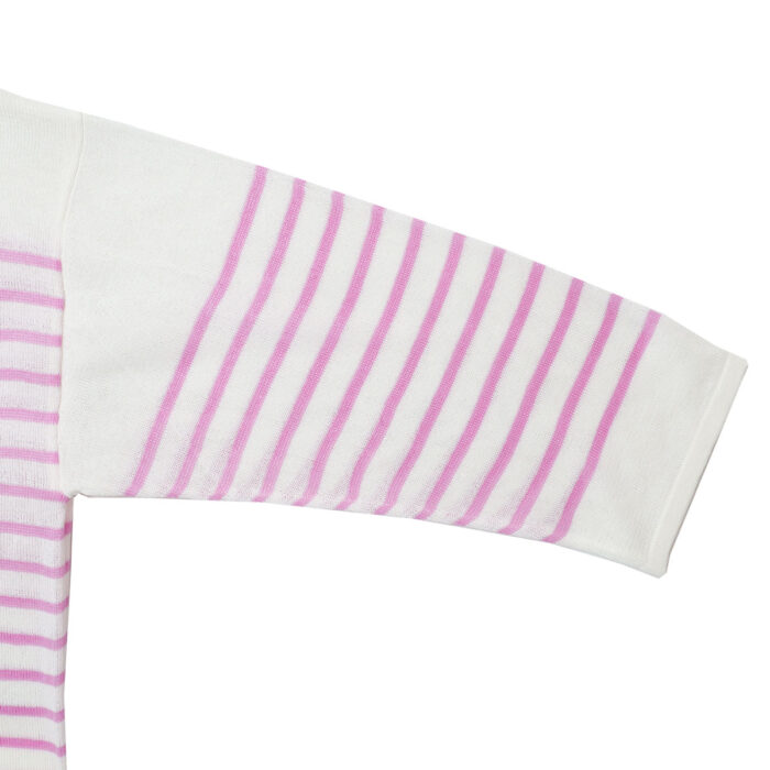 mao made マオメイド 611132 和紙のようなリネンのようなシアーポリエステルシリーズ パネルボーダー裾ドロストプルオーバー トップス シアー ボーダー