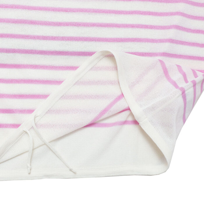 mao made マオメイド 611132 和紙のようなリネンのようなシアーポリエステルシリーズ パネルボーダー裾ドロストプルオーバー トップス シアー ボーダー