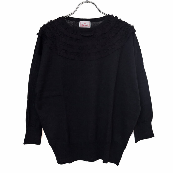 mao made マオメイド 611135 リネン/コットンふりふりフリルシリーズ ふりふりフリル7分袖プルオーバー(ムジ) フリル プルオーバー トップス