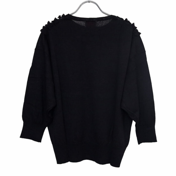 mao made マオメイド 611135 リネン/コットンふりふりフリルシリーズ ふりふりフリル7分袖プルオーバー(ムジ) フリル プルオーバー トップス