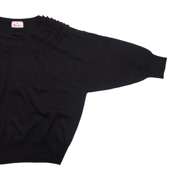 mao made マオメイド 611135 リネン/コットンふりふりフリルシリーズ ふりふりフリル7分袖プルオーバー(ムジ) フリル プルオーバー トップス