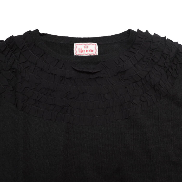 mao made マオメイド 611135 リネン/コットンふりふりフリルシリーズ ふりふりフリル7分袖プルオーバー(ムジ) フリル プルオーバー トップス