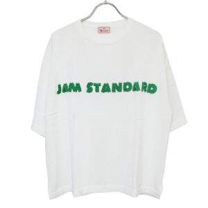 mao made マオメイド 611143 シャリコットン embroidery ししゅういろいろシリーズ ロゴザクザクししゅう5分袖ニットTEE Tシャツ トップス ニット