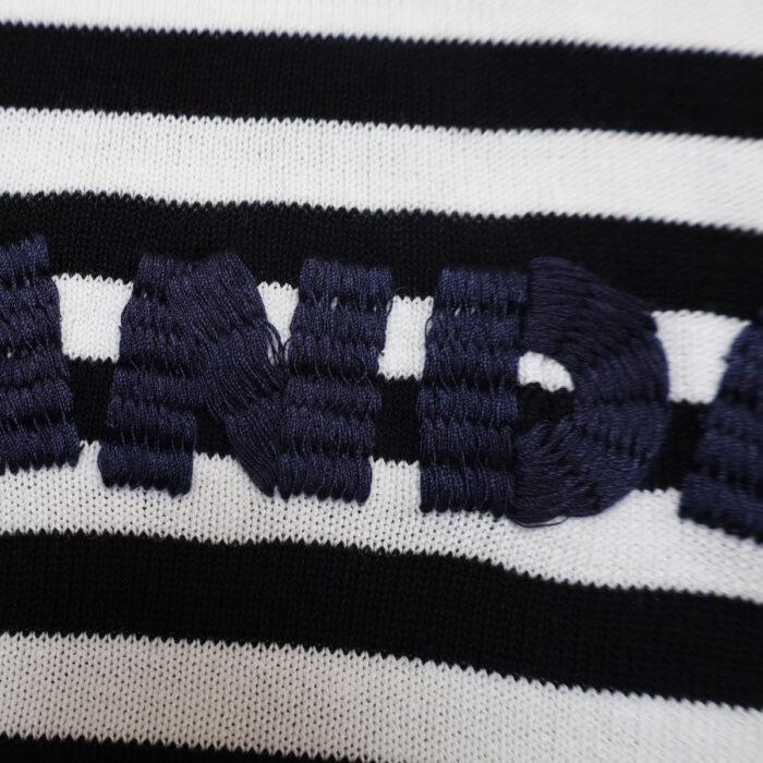 mao made マオメイド 611143 シャリコットン embroidery ししゅういろいろシリーズ ロゴザクザクししゅう5分袖ニットTEE Tシャツ トップス ニット