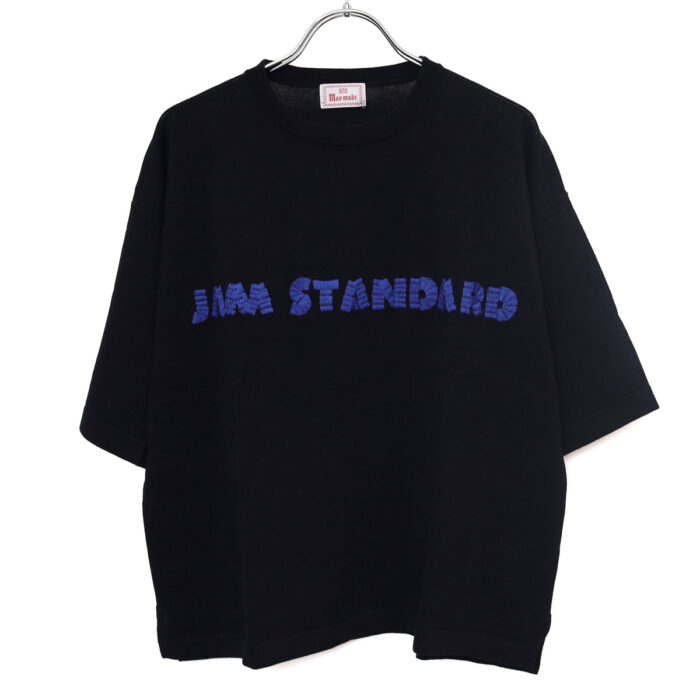mao made マオメイド 611143 シャリコットン embroidery ししゅういろいろシリーズ ロゴザクザクししゅう5分袖ニットTEE Tシャツ トップス ニット