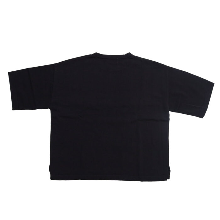 mao made マオメイド 611143 シャリコットン embroidery ししゅういろいろシリーズ ロゴザクザクししゅう5分袖ニットTEE Tシャツ トップス ニット