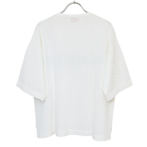 mao made マオメイド 611143 シャリコットン embroidery ししゅういろいろシリーズ ロゴザクザクししゅう5分袖ニットTEE Tシャツ トップス ニット