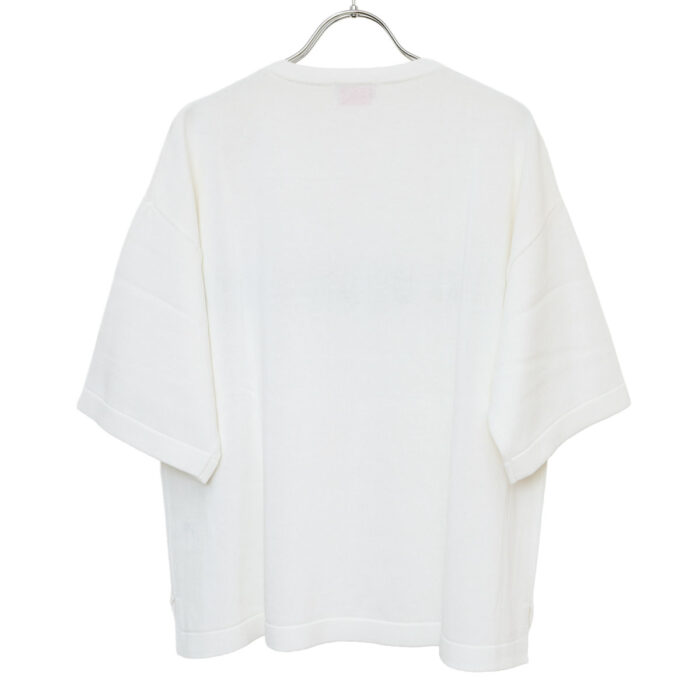 mao made マオメイド 611143 シャリコットン embroidery ししゅういろいろシリーズ ロゴザクザクししゅう5分袖ニットTEE Tシャツ トップス ニット