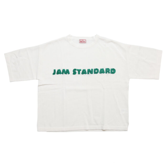 mao made マオメイド 611143 シャリコットン embroidery ししゅういろいろシリーズ ロゴザクザクししゅう5分袖ニットTEE Tシャツ トップス ニット