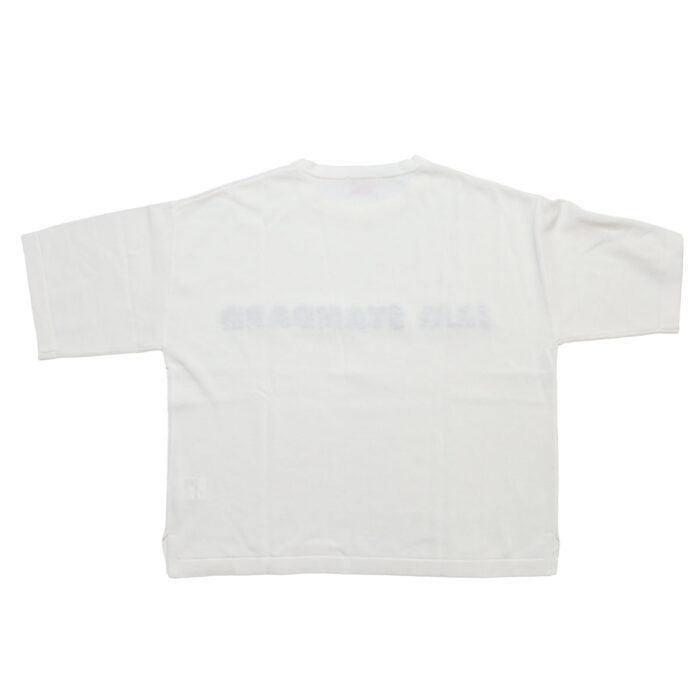 mao made マオメイド 611143 シャリコットン embroidery ししゅういろいろシリーズ ロゴザクザクししゅう5分袖ニットTEE Tシャツ トップス ニット