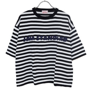 mao made マオメイド 611143 シャリコットン embroidery ししゅういろいろシリーズ ロゴザクザクししゅう5分袖ニットTEE Tシャツ トップス ニット