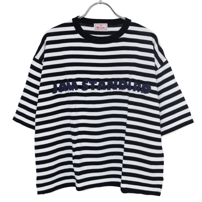 mao made マオメイド 611143 シャリコットン embroidery ししゅういろいろシリーズ ロゴザクザクししゅう5分袖ニットTEE Tシャツ トップス ニット