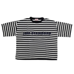 mao made マオメイド 611143 シャリコットン embroidery ししゅういろいろシリーズ ロゴザクザクししゅう5分袖ニットTEE Tシャツ トップス ニット