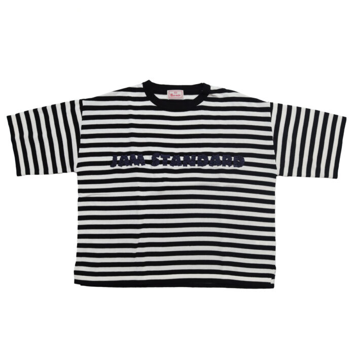 mao made マオメイド 611143 シャリコットン embroidery ししゅういろいろシリーズ ロゴザクザクししゅう5分袖ニットTEE Tシャツ トップス ニット