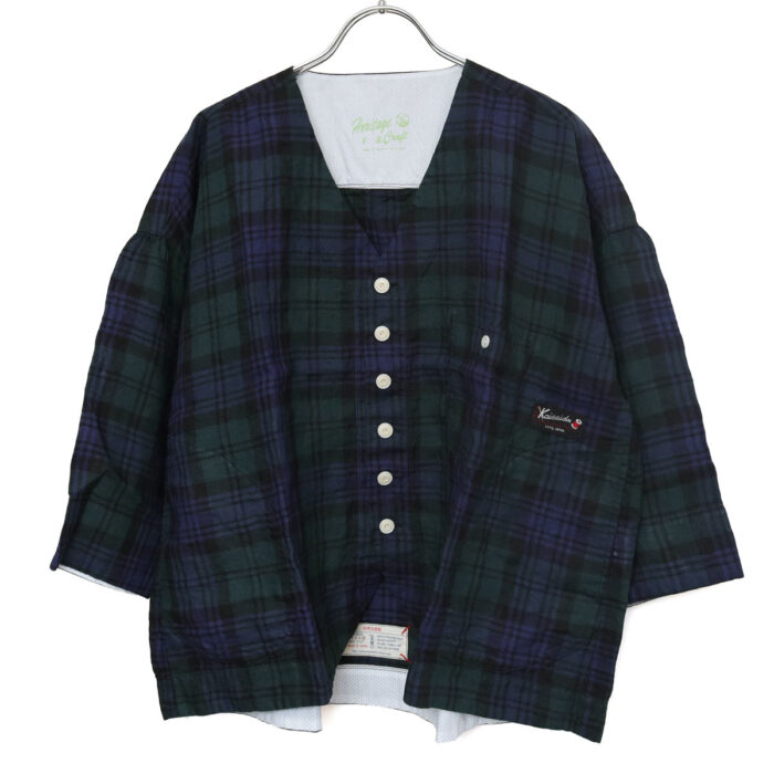 快晴堂 かいせいどう 61JK-02 タータンチェック/エバーグリーン ふわりカーディガン 羽織 チェック柄 カーディガン