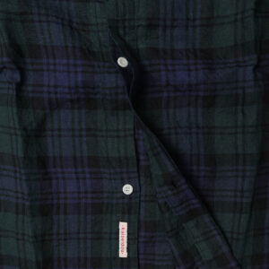 快晴堂 かいせいどう 61OP-03 タータンチェック/エバーグリーン wide丸衿タブ半袖ワンピース ワンピース チェック柄 麻100% リネン