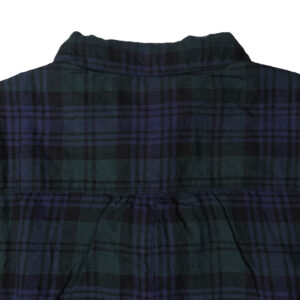 快晴堂 かいせいどう 61OP-03 タータンチェック/エバーグリーン wide丸衿タブ半袖ワンピース ワンピース チェック柄 麻100% リネン