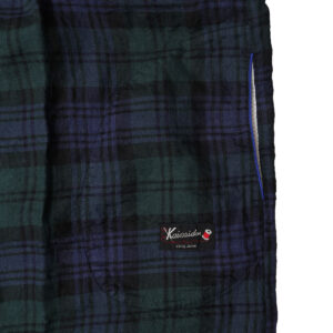 快晴堂 かいせいどう 61OP-03 タータンチェック/エバーグリーン wide丸衿タブ半袖ワンピース ワンピース チェック柄 麻100% リネン