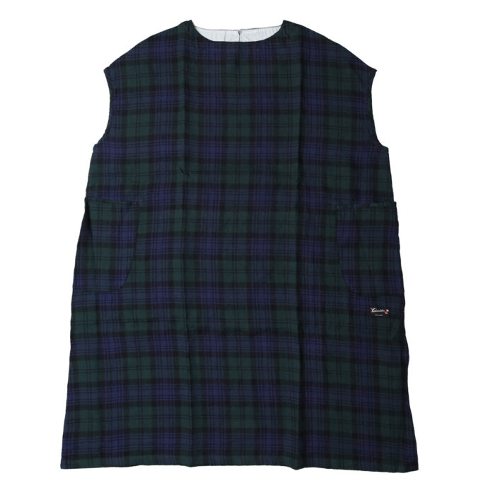 快晴堂 かいせいどう 61OP-04 タータンチェック/エバーグリーン 5ポケットワンピース ワンピース チェック柄 麻100％ リネン