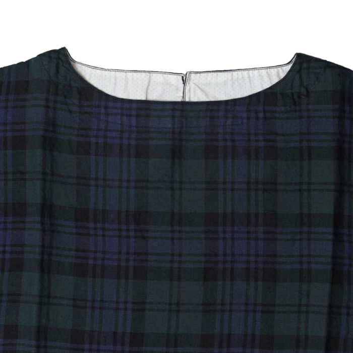 快晴堂 かいせいどう 61OP-04 タータンチェック/エバーグリーン 5ポケットワンピース ワンピース チェック柄 麻100％ リネン