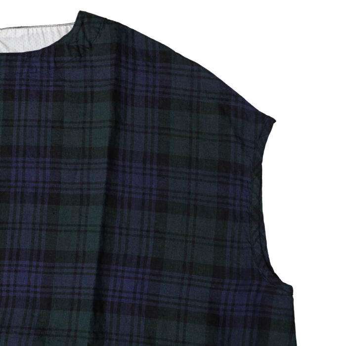 快晴堂 かいせいどう 61OP-04 タータンチェック/エバーグリーン 5ポケットワンピース ワンピース チェック柄 麻100％ リネン