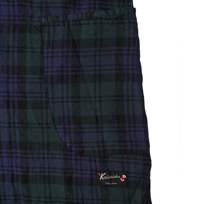 快晴堂 かいせいどう 61OP-04 タータンチェック/エバーグリーン 5ポケットワンピース ワンピース チェック柄 麻100％ リネン