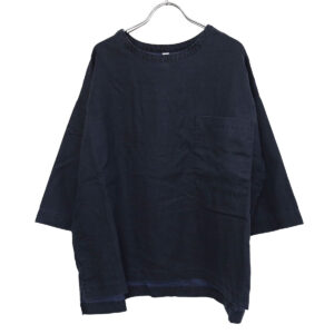 prit プリット P81603 リネンコットン交織平織ピグメント加工7分袖ビッグポケットワイド プルオーバー 7分袖 プルオーバー 麻 トップス