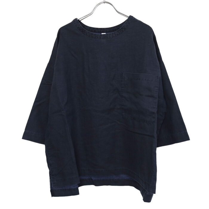 prit プリット P81603 リネンコットン交織平織ピグメント加工７分袖ビッグポケットワイド プルオーバー ７分袖 プルオーバー 麻 トップス