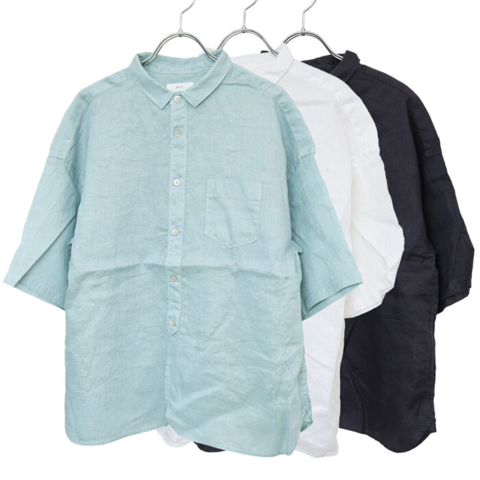 prit プリット P81646 60/1フレンチリネン 5分袖レギュラーカラーシャツ トップス 麻100％ リネン