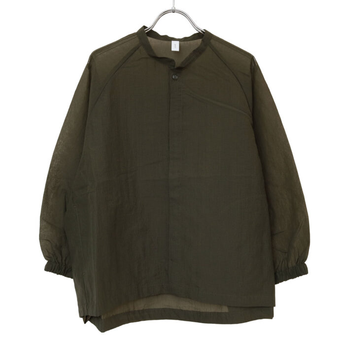 P82600 ナイロンシアーペーパーリップストップ 裾ヒモコクーンブルゾン プリット ナチュラル トップス