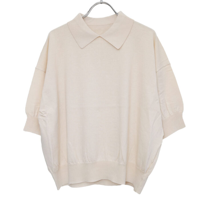 prit プリット P916108 40/2ハイツイストコットン16Ｇ天竺編み衿付き5分袖ワイドプルオーバー プルオーバー トップス