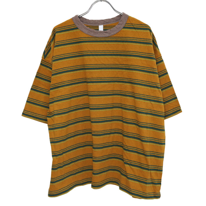 prit プリット P91631 19/1リサイクルムラ糸天竺マルチボーダー5分袖クルーネックワイドＴシャツ 5分袖 Ｔシャツ ボーダー トップス