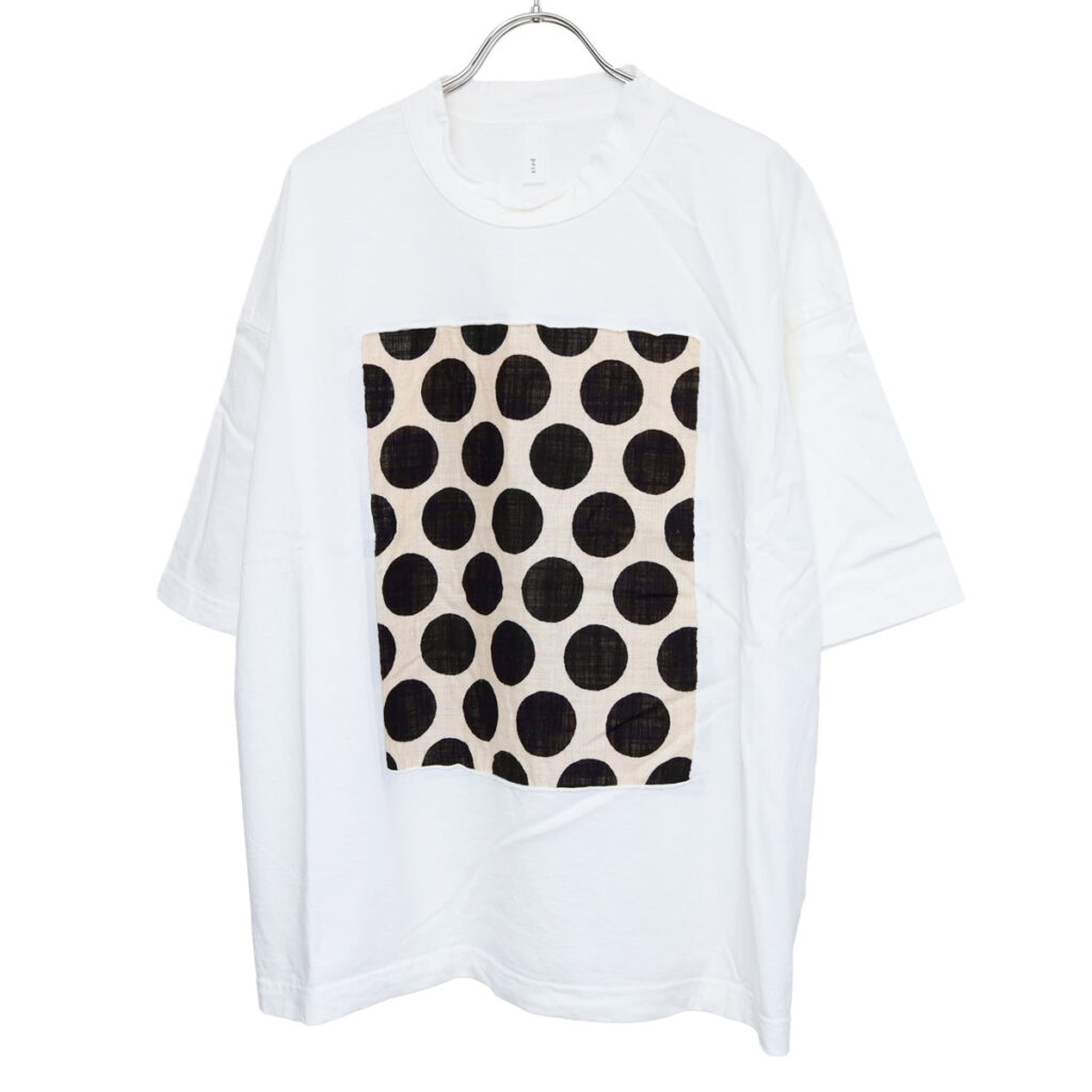 prit プリット P91638 17/1空紡天竺×10/1ムラ糸プリント5分袖フレームTシャツ 5分袖 Tシャツ ドット トップス