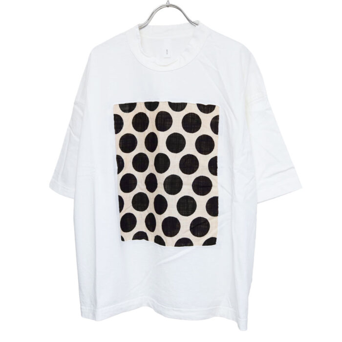 prit プリット P91638 17/1空紡天竺×10/1ムラ糸プリント5分袖フレームＴシャツ 5分袖 Ｔシャツ ドット トップス