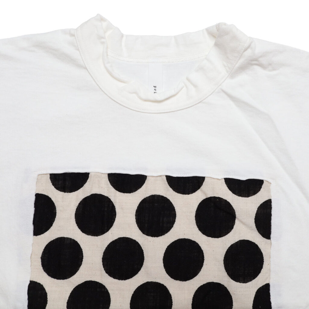 prit プリット P91638 17/1空紡天竺×10/1ムラ糸プリント5分袖フレームTシャツ 5分袖 Tシャツ ドット トップス