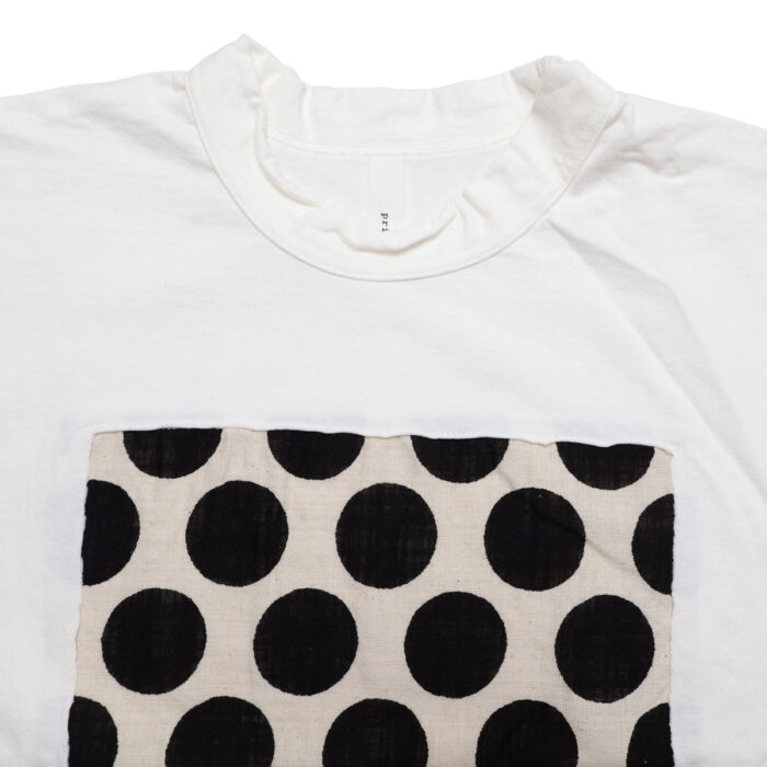 prit プリット P91638 17/1空紡天竺×10/1ムラ糸プリント5分袖フレームＴシャツ 5分袖 Ｔシャツ ドット トップス