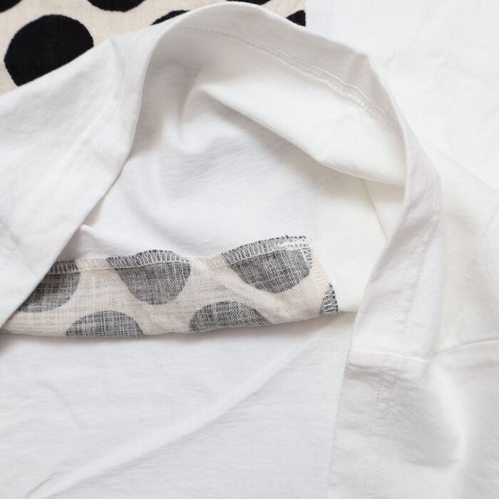 prit プリット P91638 17/1空紡天竺×10/1ムラ糸プリント5分袖フレームＴシャツ 5分袖 Ｔシャツ ドット トップス