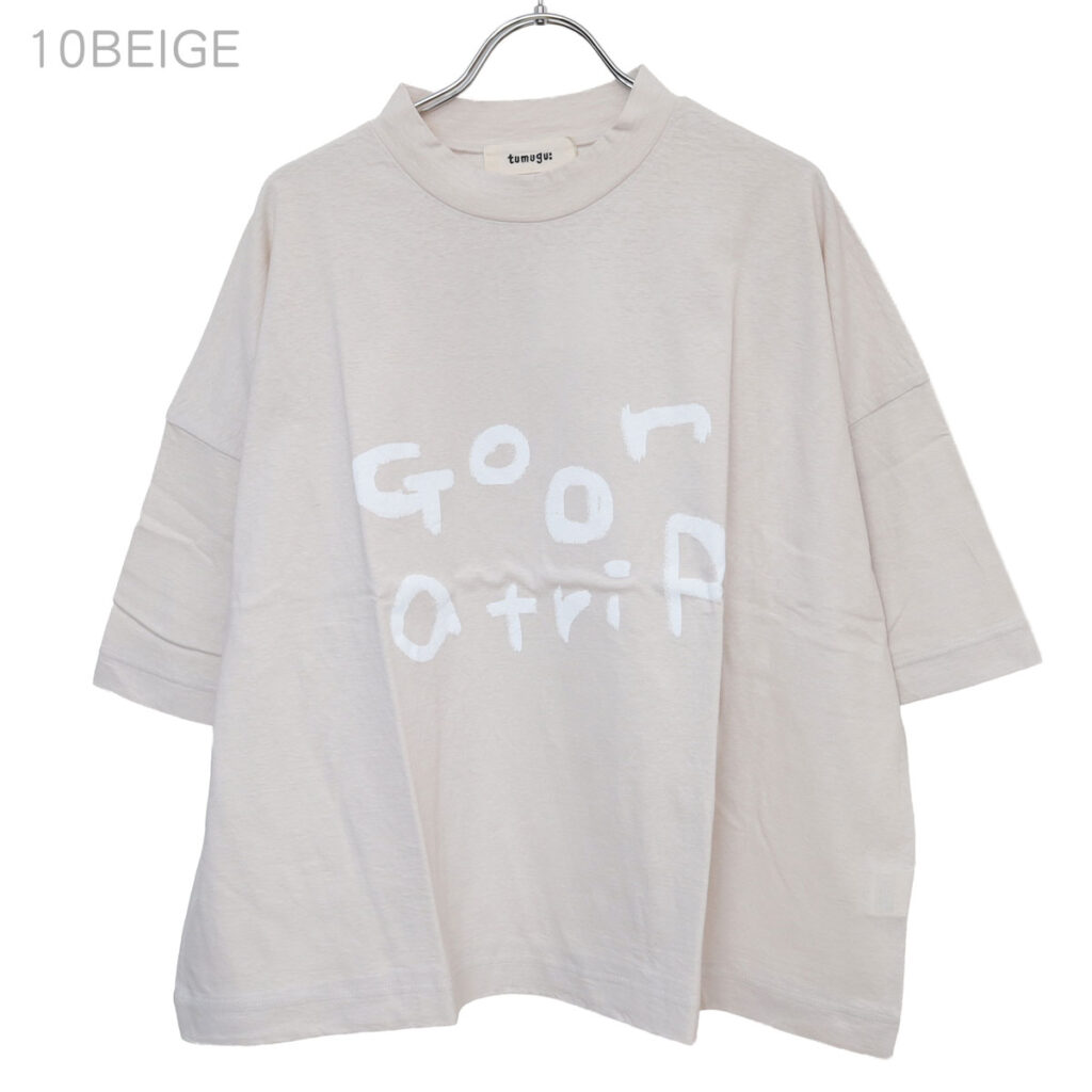 tumugu ツムグ TC26103 ラフィ天竺 プリントT (go on a trip) Tシャツ トップス　