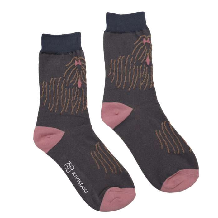 きびす堂 キビスドウ k41174 ドローイングドッグ クルーソックス(2足セット) 靴下 くつした