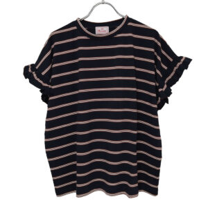 mao made トップス 621211 天竺BORDERシリーズ お袖フリル フレンチTEE