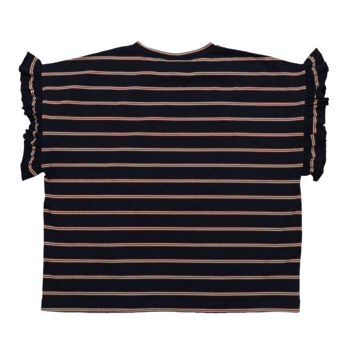 mao made トップス 621211 天竺BORDERシリーズ お袖フリル フレンチTEE