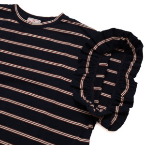 mao made トップス 621211 天竺BORDERシリーズ お袖フリル フレンチTEE