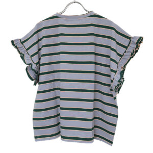 mao made トップス 621211 天竺BORDERシリーズ お袖フリル フレンチTEE