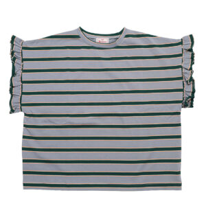 mao made トップス 621211 天竺BORDERシリーズ お袖フリル フレンチTEE