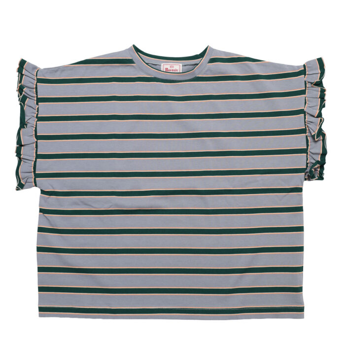 mao made トップス 621211 天竺BORDERシリーズ お袖フリル フレンチTEE