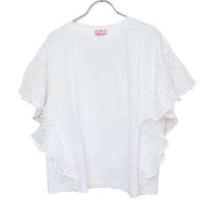 mao made トップス 621216 つるつるシルケット 天竺×シアーFABRICシリーズ 布帛切替ひらひらスリーブ TEE