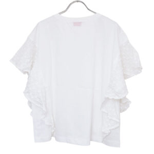 mao made トップス 621216 つるつるシルケット 天竺×シアーFABRICシリーズ 布帛切替ひらひらスリーブ TEE